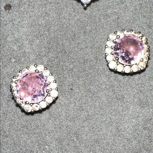 Elegant Pink and Silver Stud Earrings